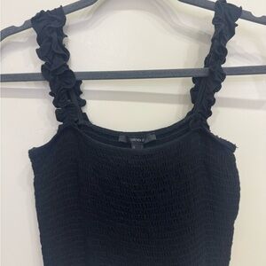 Forever 21 Black Smocked Ruffled Tank Top